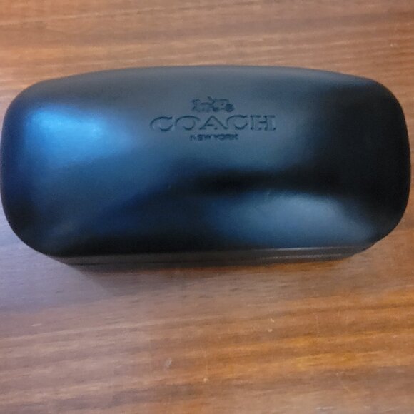 XL Large COACH Logo Clamshell Eye Glasses Case With Lens Cloth - BLACK - Picture 5 of 13